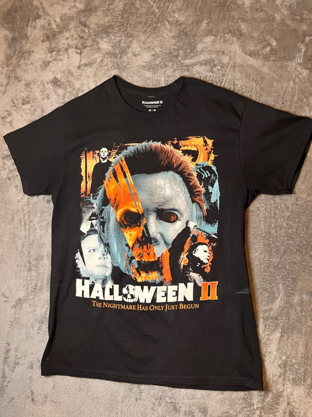Halloween II Graphic Tee - Black with Orange & White Print